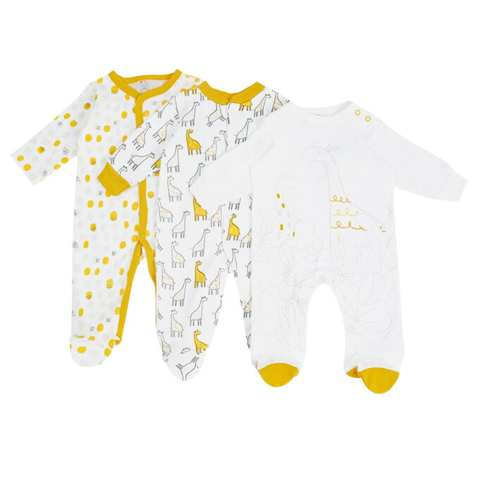 Grenouillère 3 pièces girafe jaune