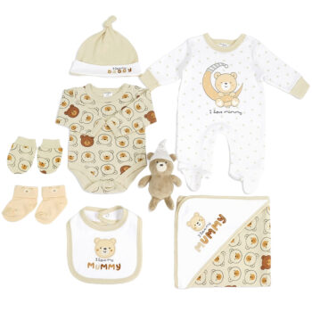 Kit naissance 8 pièces ours brun